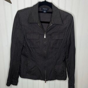Jones New York Black Pinstripe Utility Jacket